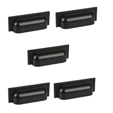 Imagem de Kit 5 Puxador Plymouth Zen Preto Fosco Concha Zp5420.24