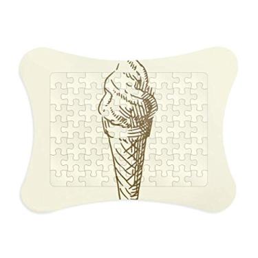 Imagem de Moldura de quebra-cabeça de sorvete, desenho de mão marrom, decoração de quadros, ornamento de quebra-cabeça