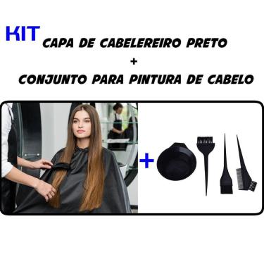 Imagem de Kit Pintura para Cabelo Coloração 4 Peças MAIS Capa de Corte de Cabelo - Cabeleireiro - Tinta Cor Profissional - PANAMI