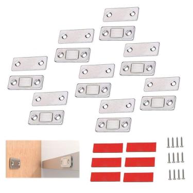 Imagem de Ima Magnetico Inox 8 Peças Trava Fecha Armario Janela Gaveta Porta Multiuso Ultrafino Resistente Proteçao Segurança