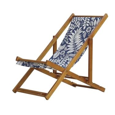 Imagem de Espreguiçadeira Preguiçosa Dobrável sem Braço Envernizada Folhagem Branca