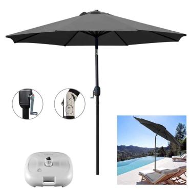 Imagem de Ombrelone 3 metros Com Base Branca Manivela Articulado Maresias Para Piscina Cinza - AMZ