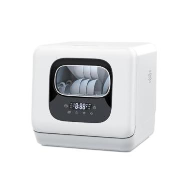 Imagem de Máquina de lavar louça de bancada, 6 programas de lavagem e máquina de lavar louça de secagem a quente com spray duplo 360 com trava infantil e máquina de lavar louça portátil de início retardado