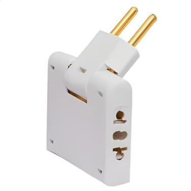 Imagem de Adaptador De Tomada Benjamim T Articulado Flexível Dobrável Com 3 Saídas Bivolt