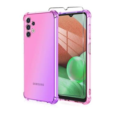 Imagem de Mocotto Capa para Gabb Phone 3 Pro com protetor de tela de vidro temperado transparente gradiente fino flexível TPU reforçado cantos com absorção de choque para Gabb Phone 3 Pro (rosa roxo)