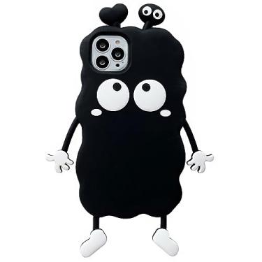 Imagem de NATEROSO Capa fofa para iPhone 13 Pro 6,1 polegadas, capas de telefone de desenho kawaii 3D com briquetes pretos capa de telefone de silicone fofa, capa retrô macia à prova de choque para meninas mulheres meninos adolescentes