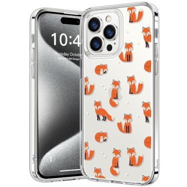 Imagem de bicol Capa projetada para iPhone 15 Pro Max, capa transparente com designs modernos para meninas e mulheres, capa protetora de acrílico à prova de choque slim fit 6,7 polegadas, raposa fofa