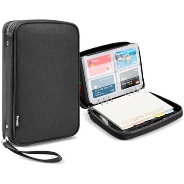 Imagem de Zannaki A5 fichário com zíper, 6 anéis, agenda pessoal, capa para fichário de orçamento, capa de caderno recarregável para diário, álbum de arquivos, organizador de cartões de fotos, material escolar