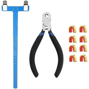 Imagem de AHOSOUTLY Conjunto de pontos de ancoragem para arco e flecha com régua quadrada T e conjunto de fivela de encaixe de 8 peças, para acessórios de corda de arco recurvos e compostos (azul)
