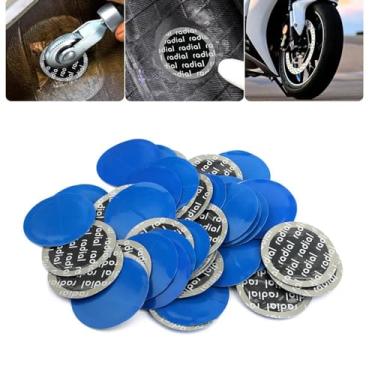 Imagem de Z-oneMart Patch de reparo de pneu, kit de remendo de pneu de 80 peças de 58 mm, remendos de pneu resistentes, adesivos redondos sem câmara, patch frio de reparo rápido para danos de pneus de carro,