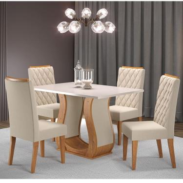 Imagem de Mesa de Jantar Retangular Sharom Com 4 Cadeiras Iza Cobre/Blonde/Bege - Casa Giulia