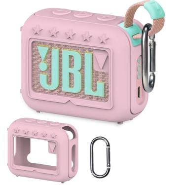 Imagem de XEGIMOR Capa de silicone compatível com alto-falante Bluetooth ultra portátil JBL Go 4, capa macia para acessórios de alto-falante JBL Go 4 Pro Sound (capa rosa)