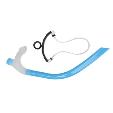 Imagem de Snorkel de natação, tubo de respiração de natação de silicone com arrasto reduzido com cinta de cabeça ajustável, tubo de mergulho com snorkel para adultos profissionais para (Sky Blue)