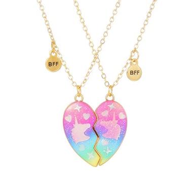 Imagem de DOYYCA Colar Best Friend Unicorn Mermaid Presentes Magnéticos Combinando Amizade Colar para 2 Meninas BFF Sister, Latão, Sem Pedra Preciosa