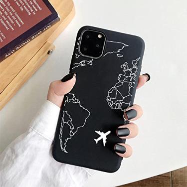 Imagem de Desenhos de mapas de aviões populares de luxo Capa de telefone para IPhone 13 11 Pro XR X Xs Max 7 6s Plus 12 mini capas de silicone macias com capa preta, BT22045, para iP7P ou iP8Plus