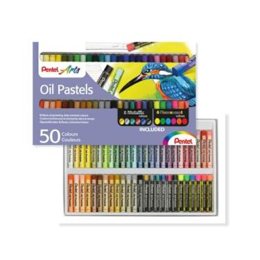 Imagem de Pentel Giz Pastel Oleoso Com Cores Metálicas e Flourescentes 50 Cores PHN-MF50