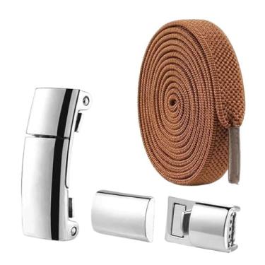 Imagem de Lock Shoelaces Without Ties Flat Elastic Laces Sneakers Boots No Tie Shoelace Rubber Bands For Shoes Accessories(Brown)