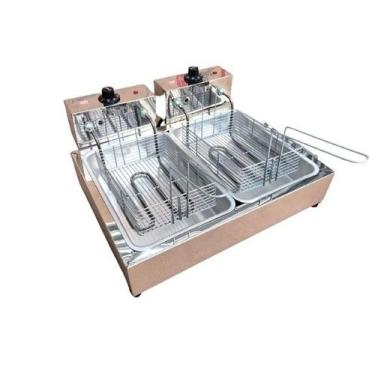 Imagem de Fritadeira Elétrica 6 litros 2 cubas em alimínio - Magfryer Inox , 110