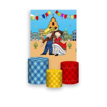 Imagem de Painel De Festa Vertical 1,50 x 2,20 + Trio De Capas Cilindro - Festa 