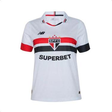 Imagem de Camisa são paulo superbet feminina 24/25 new balance, P, Branco, Verme