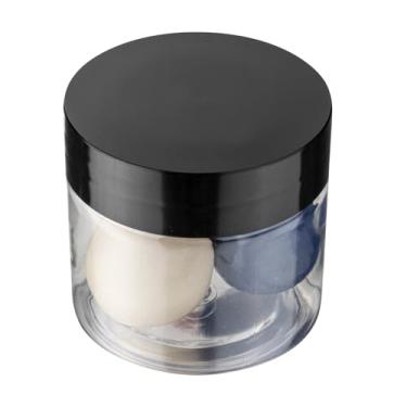 Imagem de Restaurantware Frascos de doces RW Base de 59 g, recipientes de armazenamento de cozinha duráveis - Redondos, lacre hermético, potes de lanche de plástico transparente com tampas de plástico preto,