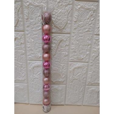 Imagem de BOLA NATAL EM TUBO MISTA C/ 12 UND (ROSA CLARO) 3cm - D&A