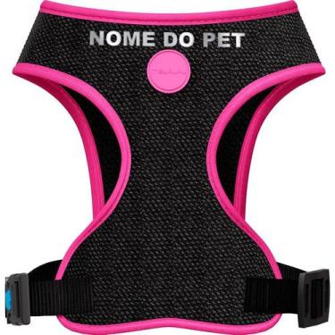 Imagem de Peitoral personalizado  meuauau neon rosa - nome do pet, M