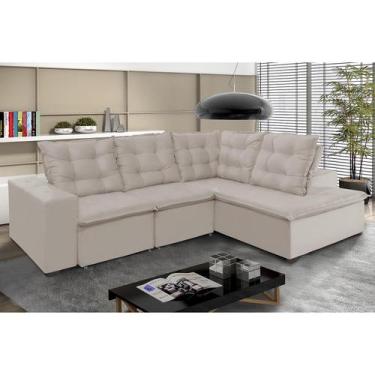 Imagem de Sofá de Canto 5 Lugares Montreal270Cm Veludo Light Bege - WS Estofados
