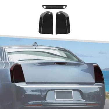 Imagem de Jimen Adequado para Chrysler 300/300C 2015-2024, 1 capa de luz de freio terceira peça e 2 peças de acabamento de capa de luz traseira fumada