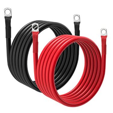 Imagem de Cabo de bateria de 6 AWG 6 calibre fios de bateria com terminais 5/16 cabos de inversor de potência para barco solar Marine RV carro (1,8 m, 1 vermelho + 1 cabo preto)
