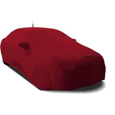 Imagem de Coverking Capa de carro exterior de ajuste personalizado projetada para veículos selecionados do modelo Ford Mustang: tecido acetinado elástico, vermelho escuro