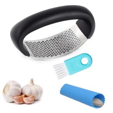 Imagem de de aço inoxidável espremedor de alho – raspador de alho de nível profissional e espremedor de alho com ferramentas de filtro de silicone para você