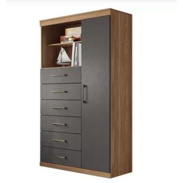 Imagem de Multi Comoda 6 Gavetas 1 Porta com Nicho Marabá Jatoba / Grafite Estan