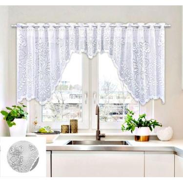 Imagem de Cortina em Renda Pia Para Cozinha 2,95 X 1 Cascata Floral Clássica - I