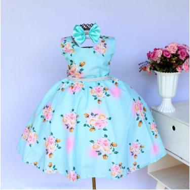 Imagem de Vestido Infantil Festa Floral Casamento Formatura Aniversario Tiara - 