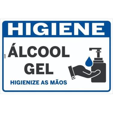 Imagem de Placa de Sinalização Aviso Higiene Use Alcool em Gel Horizontal - Look
