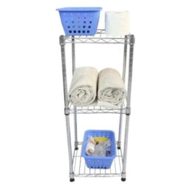 Imagem de Estante De Aço Cromada Com 3 Prateleiras Rack Aramado 1027 - click ara