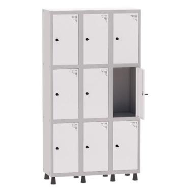 Imagem de Armário Guarda Volume Locker Roupeiro 3 Vãos 9 Portas Aço GRP503/9 Cin