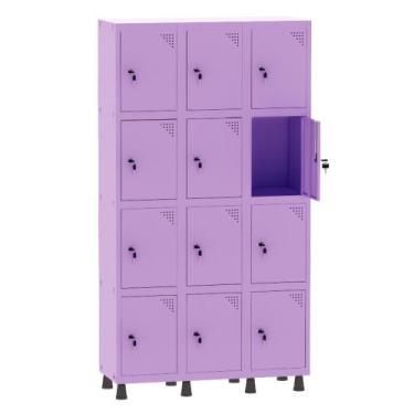 Imagem de Armário Guarda Volume Locker Roupeiro 3 Vãos 12 Portas Aço GRF503/12 L
