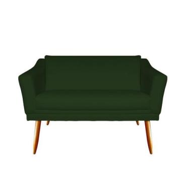 Imagem de Namoradeira Decorativa Agatha Suede Verde 2 Lugares Pés Madeira Mz Dec