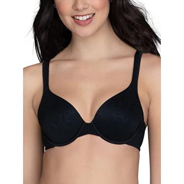 Imagem de Vanity Fair Sutiã feminino perfeito, cobertura total de brilho corporal, bojos levemente forrados até DD, Com aro - Jacquard preto, 34DD