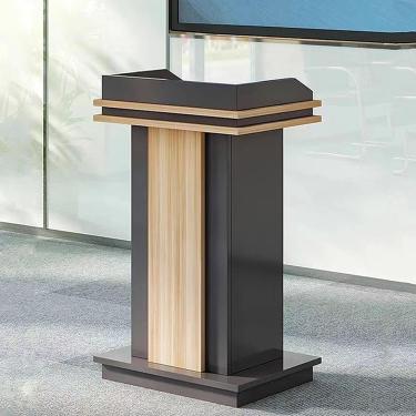 Imagem de Suporte de pódio, pódio de madeira, púlpito de igreja, palestrante com prateleira de armazenamento, pódio de chão, para igreja, escritório, escola, mesa de recepção, montagem fácil, B, sem gaveta