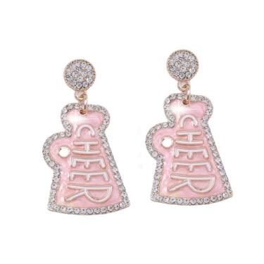 Imagem de Brincos de torcida de futebol americano colorido megafone incrustado de diamante joia presente para mulheres, Zinco, Sem pedra preciosa