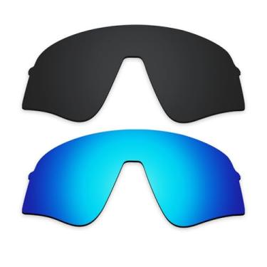 Imagem de Alphax Lentes de reposição para óculos de sol esportivos Oakley Sutro Lite Sweep OO9465 Stealth Black & Ice Blue Lentes polarizadas