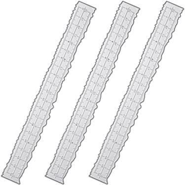 Imagem de 3 peças Régua de metal com bordas irregulares de 8,4 cm Régua de bordas deckle medindo corte em relevo Dies Régua de rasgo de papel para fazer cartões Scrapbook Decoração de artesanato Escola Ferramentas de escritório