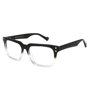 Imagem de VFDHN Armação de óculos retangular para homens, óculos quadrados de acetato com rebite, mulheres, 2, tamanho único