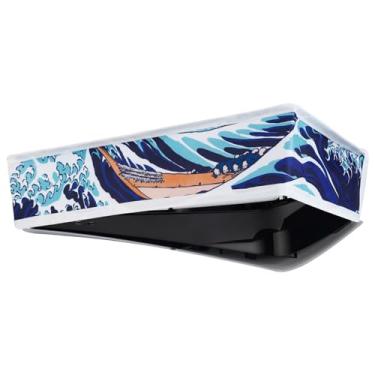 Imagem de PlayVital Capa contra poeira horizontal para ps5 Slim Digital Edition (o novo design menor), capa protetora à prova d'água de nylon à prova de poeira para console ps5 Slim - The Great Wave