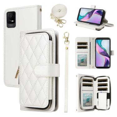 Imagem de Furiet Argyle Capa carteira para Metro TCL Ion X/Ion V/40Z T607DL com alça de pulso, 9+ compartimentos para cartões, bolsa com zíper, capa de celular luxuosa de couro PU para IonX T430W IonV 2023