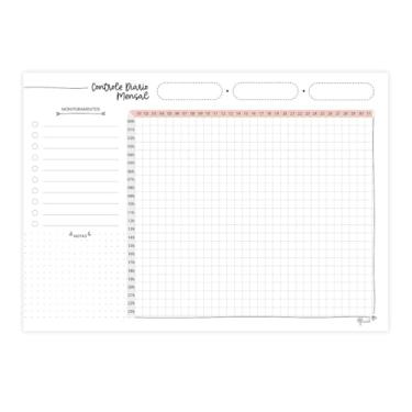Imagem de Controle Diário Mensal, Planner de Monitoramento por Hora, Bloco de Anotações, A4