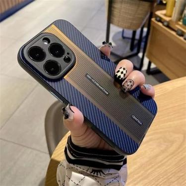 Imagem de VFDHN Capa de telefone com textura de fibra de carbono para iPhone 12 13 14 15 16Pro Max, capa de telefone com cor gradiente para IPHON 14 Pro 15 16 Promax, azul, para iPhone 12